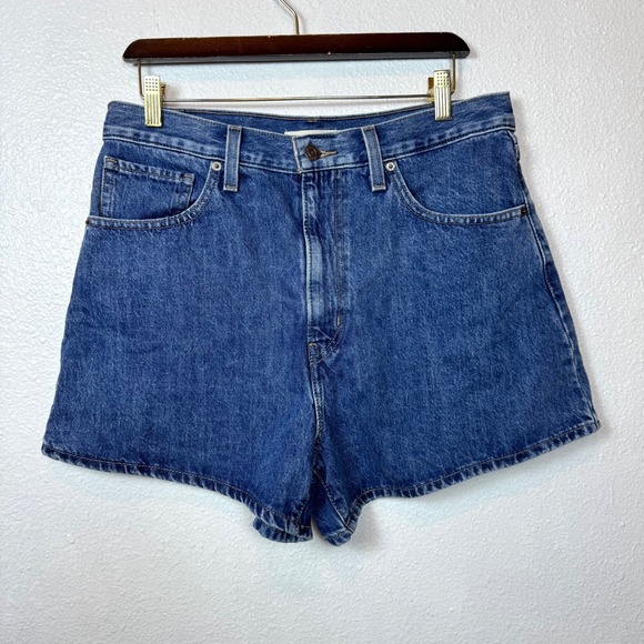 Levis High Waisted Mom Shorts Women's 31 Blue Denim Jean 80s Style Cotton Short - Picture 1 of 9